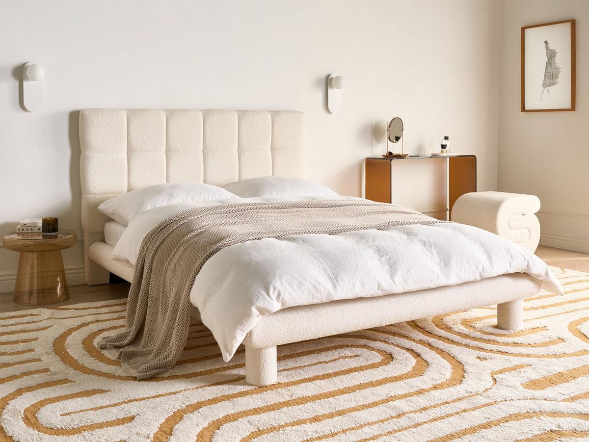 BETT mit Lattenrost 140/200 cm Cremeweiß Cressat - Weiß, Textil (140/200cm) - Beliani