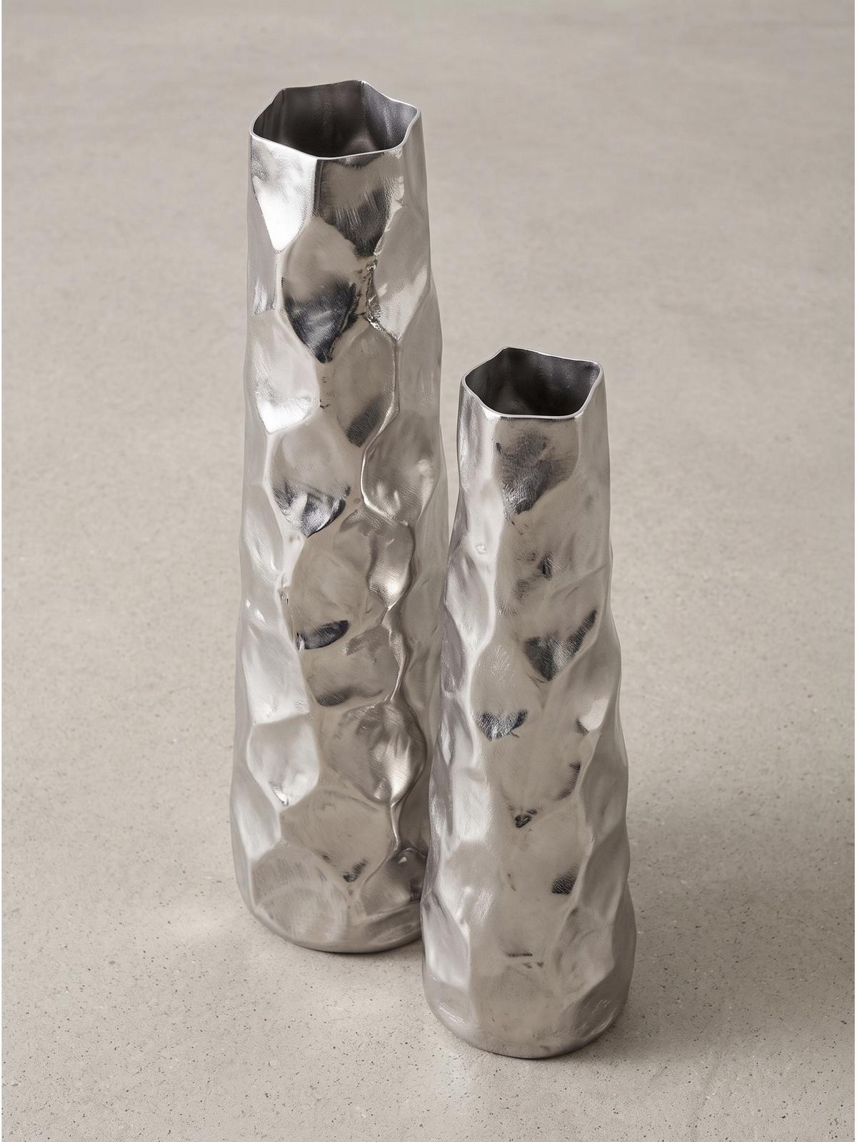 VASEN 2er-Set CASTELSARDO, Aluminium, Silber, Ø 15 x 48,5 cm - Silberfarben, Metall (48.5cm) - KADIMA DESIGN