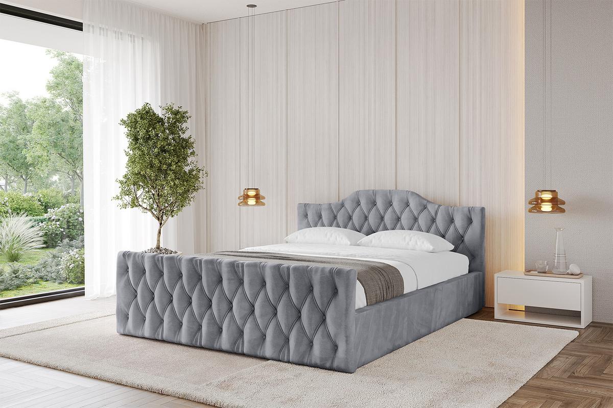 POLSTERBETT mit Bettkasten, Fußteil und Lattenrost, Boxbett mit Matratze H3/H4 - FALIO-Z-V1 120x200 Hellgrau - Hellgrau, Holzwerkstoff/Textil (120/200cm) - ALTDECOR