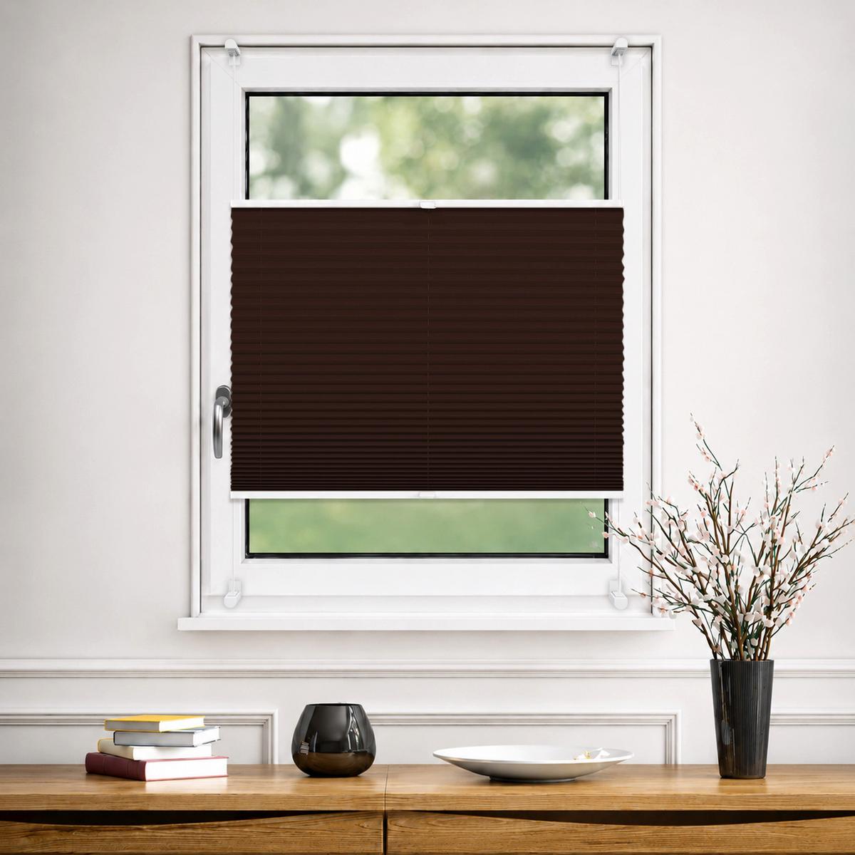 PLISSEE Thermo Basic 45 x 150cm Klemmfix ohne Bohren - Dunkelbraun, Textil (45/150/150cm) - Deco-Raum