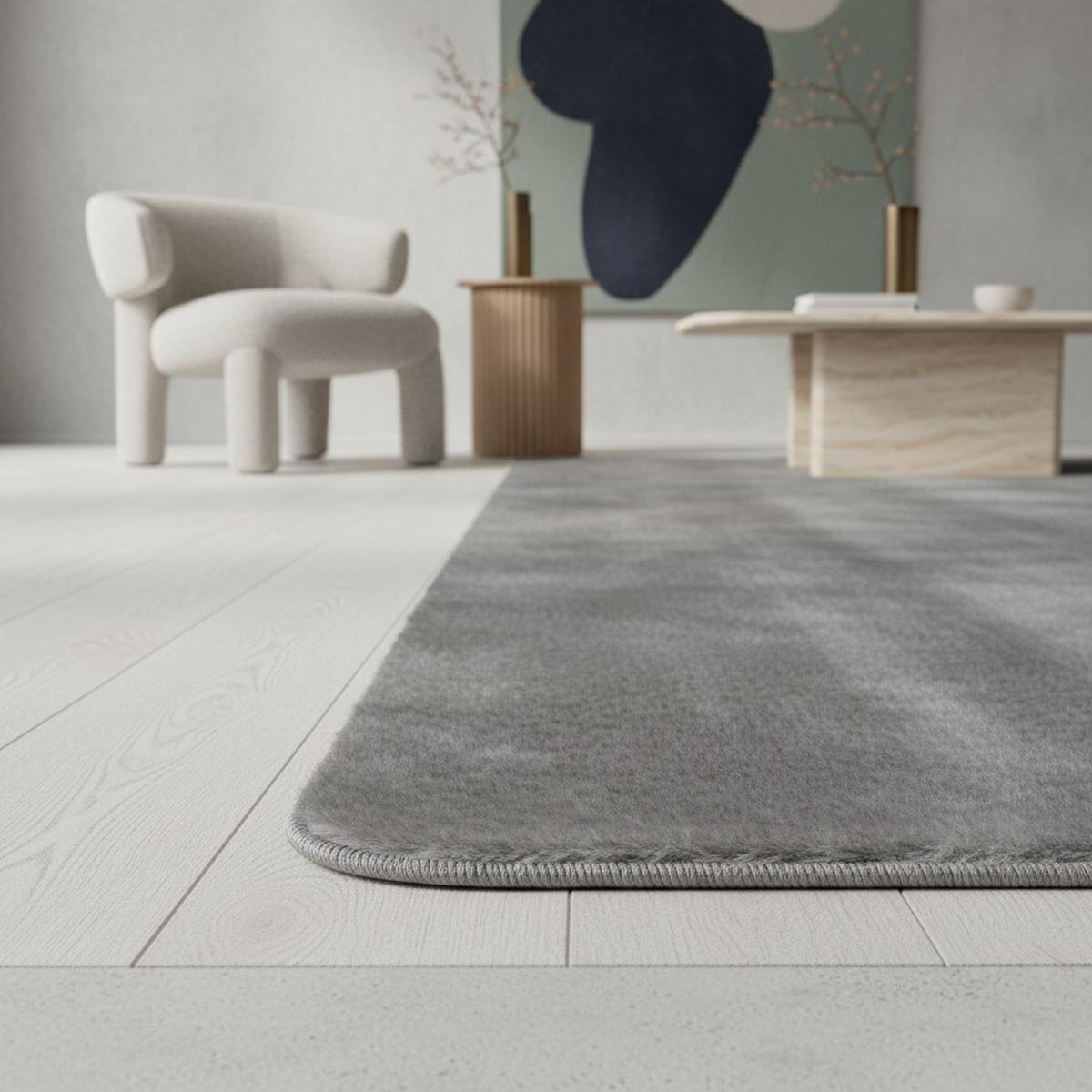 KURZFLORTEPPICH Waschbar ISAR, einfarbig, Silber, Ø 120 cm - Silberfarben, Textil (120/120cm) - KADIMA DESIGN