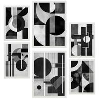 POSTER Set Mit 6 Bauhaus Architektur A3 & A4 Weißer Rahmen - Weiß, Papier (29/3/42cm) - Nacnic