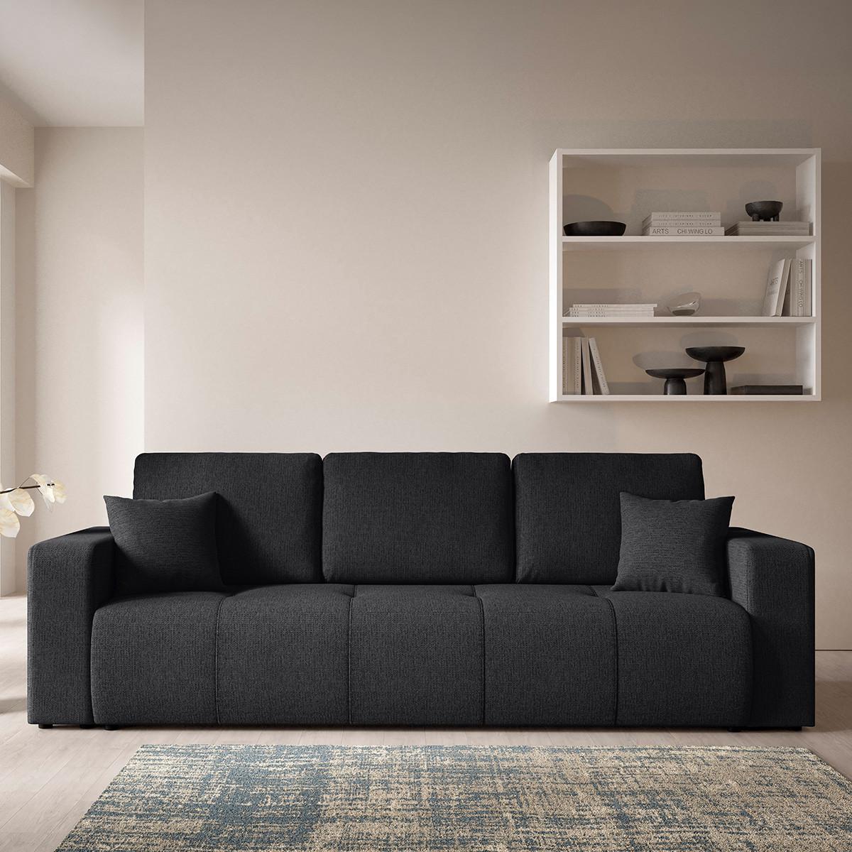 SOFA Vasco 3 Sitzplätze Schwarz - Schwarz, Holz (244/86/92cm) - Petits-meubles