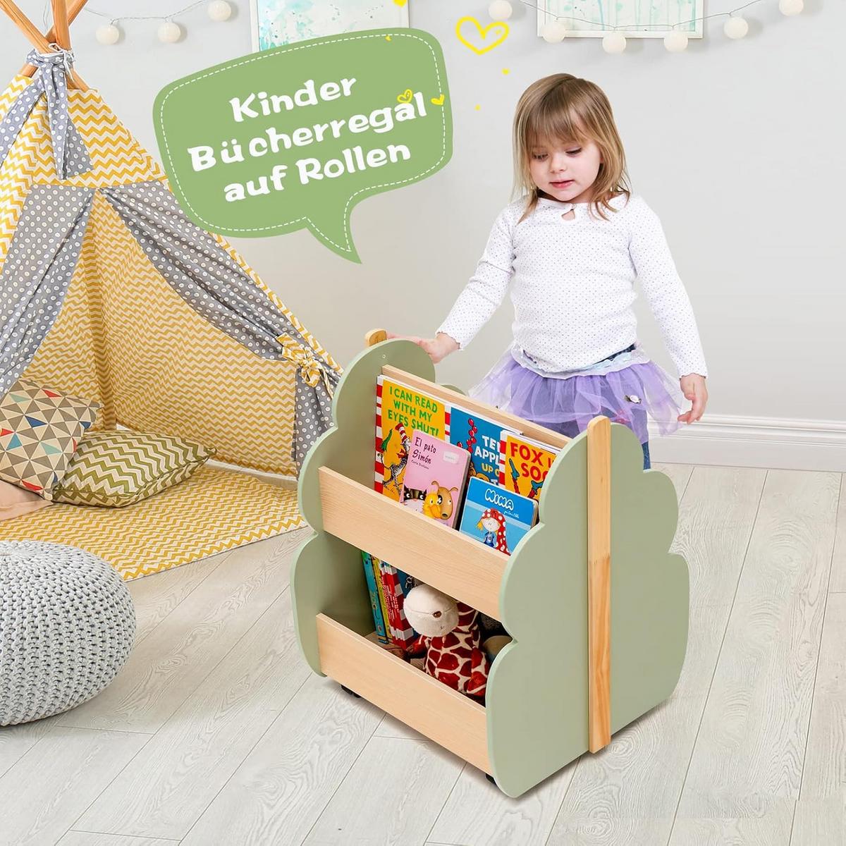 BÜCHERREGAL Grün - Grün, Holz (52/63/46cm) - COSTWAY