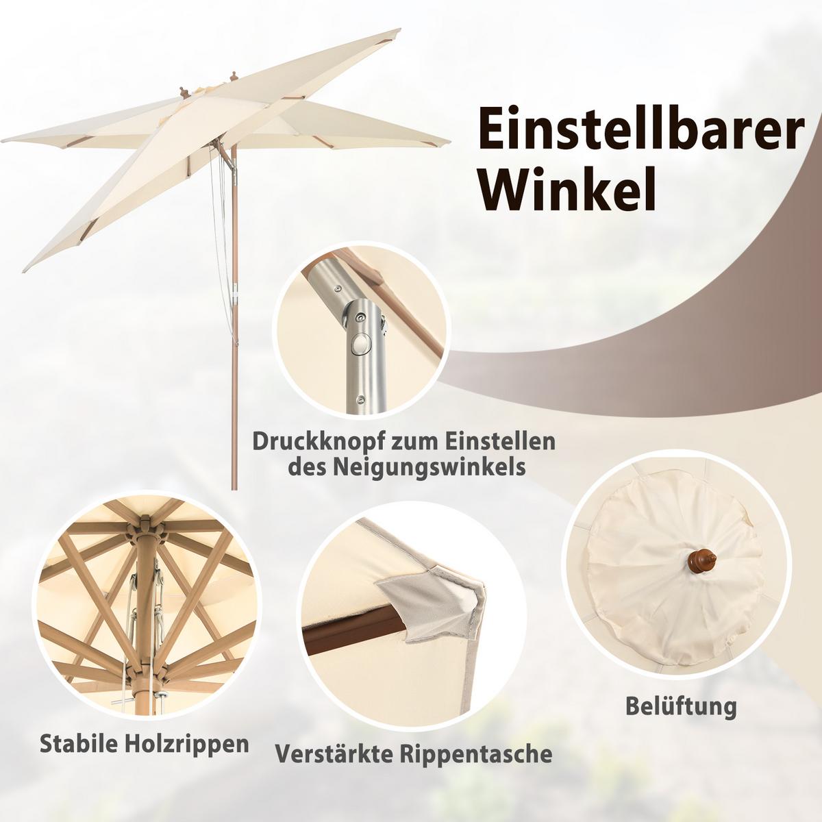 TERRASSENSCHIRM 300cm Beige - Beige, Kunststoff (300/300cm) - COSTWAY