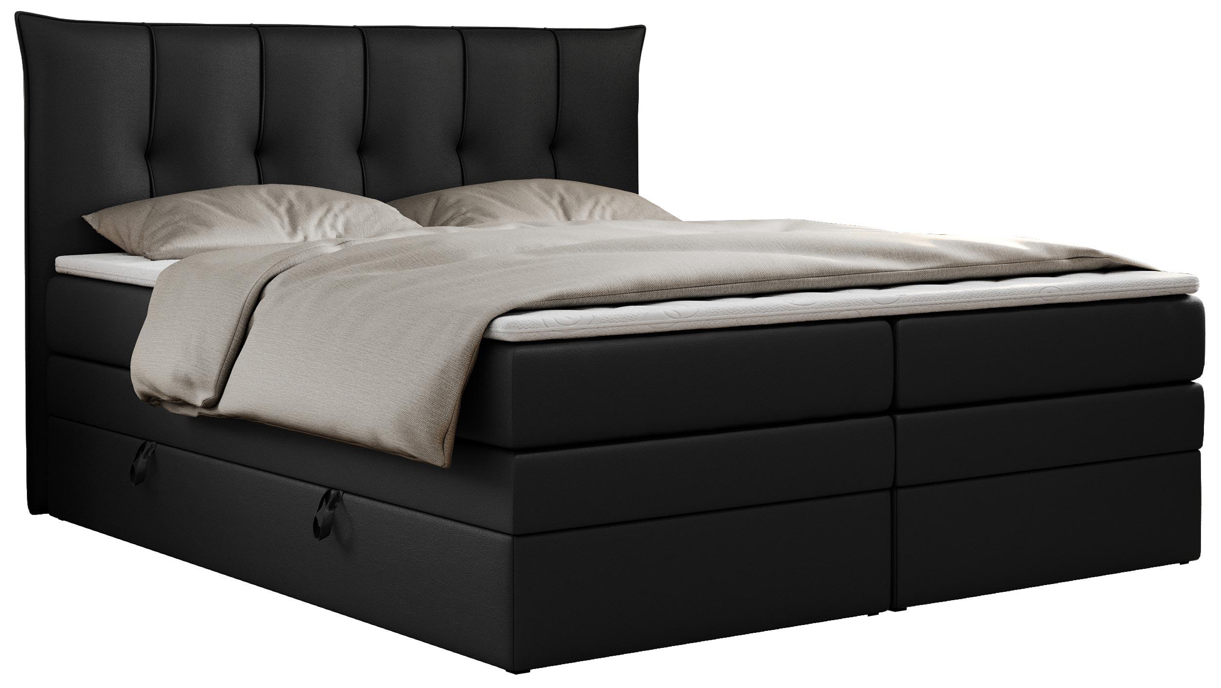 BOXSPRINGBETT PREMIUM 10 KING 180/200 Schwarz Kunstleder - H3 - Schwarz, Holz/Textil (180/200cm) - MKS