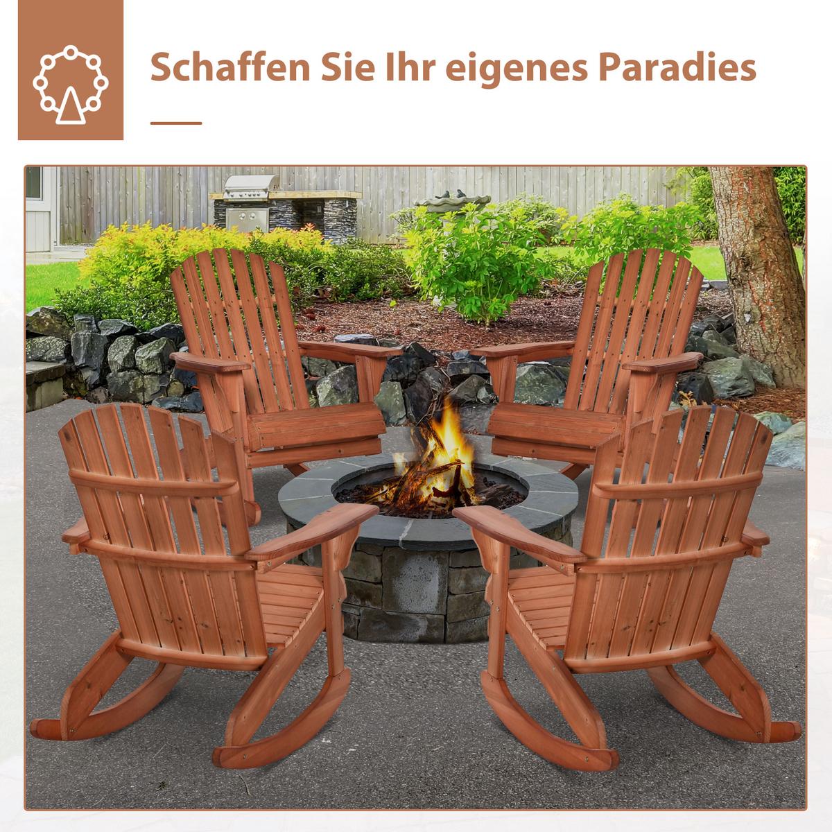 ADIRONDACK Gartenstuhl Schaukelstuhl Schaukelsessel Balkonstuhl Natur - Naturfarben, Holz (94/97/77cm) - Outsunny
