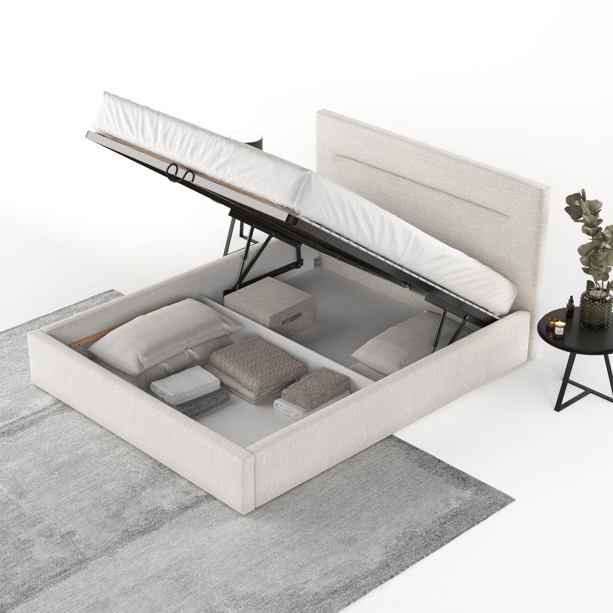 POLSTERBETT Liline 140/200 cm Beige im Inari Stoff - Beige/Schwarz, Holz/Holzwerkstoff (140/200cm) - AltaBeds