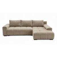 ECKSOFA Ovia mit Bettkasten und Schlaffunktion, Bouclé-Stoff in L-Form - Cappuccino, Textil (270/185cm)
