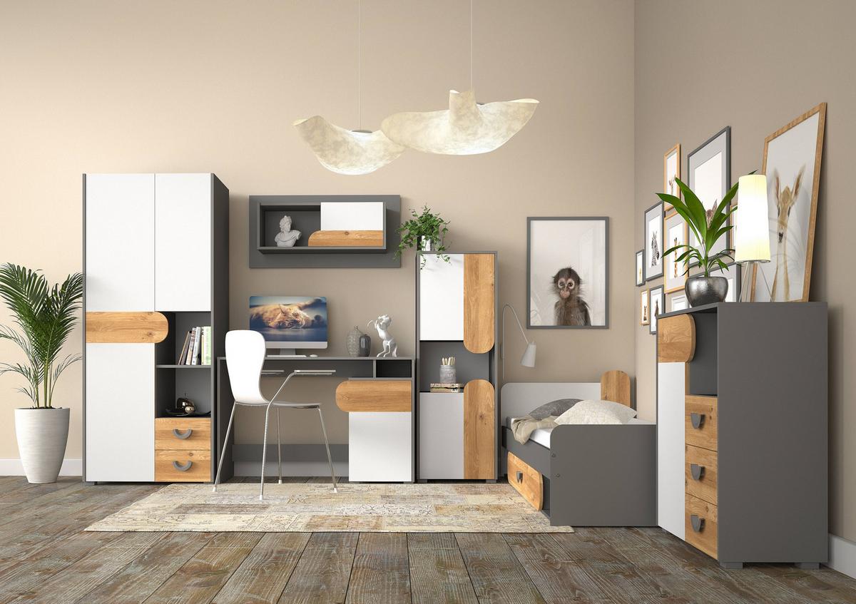 DREHTÜRENSCHRANK ARCADA 50/144/38cm 2-türig Eichefarben - Eichefarben/Weiß, Holzwerkstoff (50/144/38cm) - MASSENO