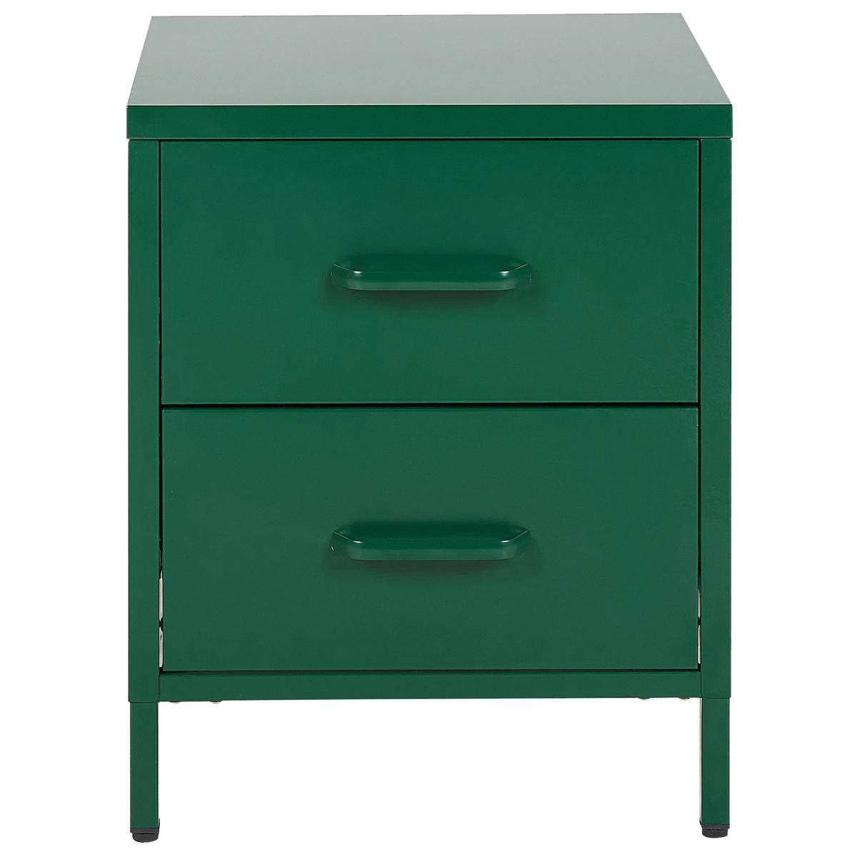 NACHTTISCH grün 2 Schubladen Malavi - Grün, Metall (43/55/40cm) - Beliani