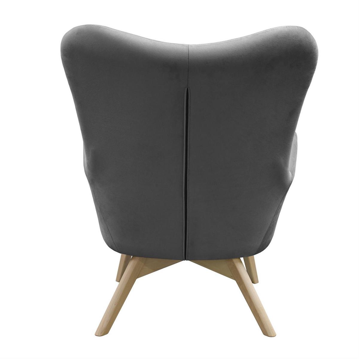 SESSEL SAND mit Buchenbeinen - Dunkelgrau/Buchefarben, Textil (80/105/86cm) - Lookway