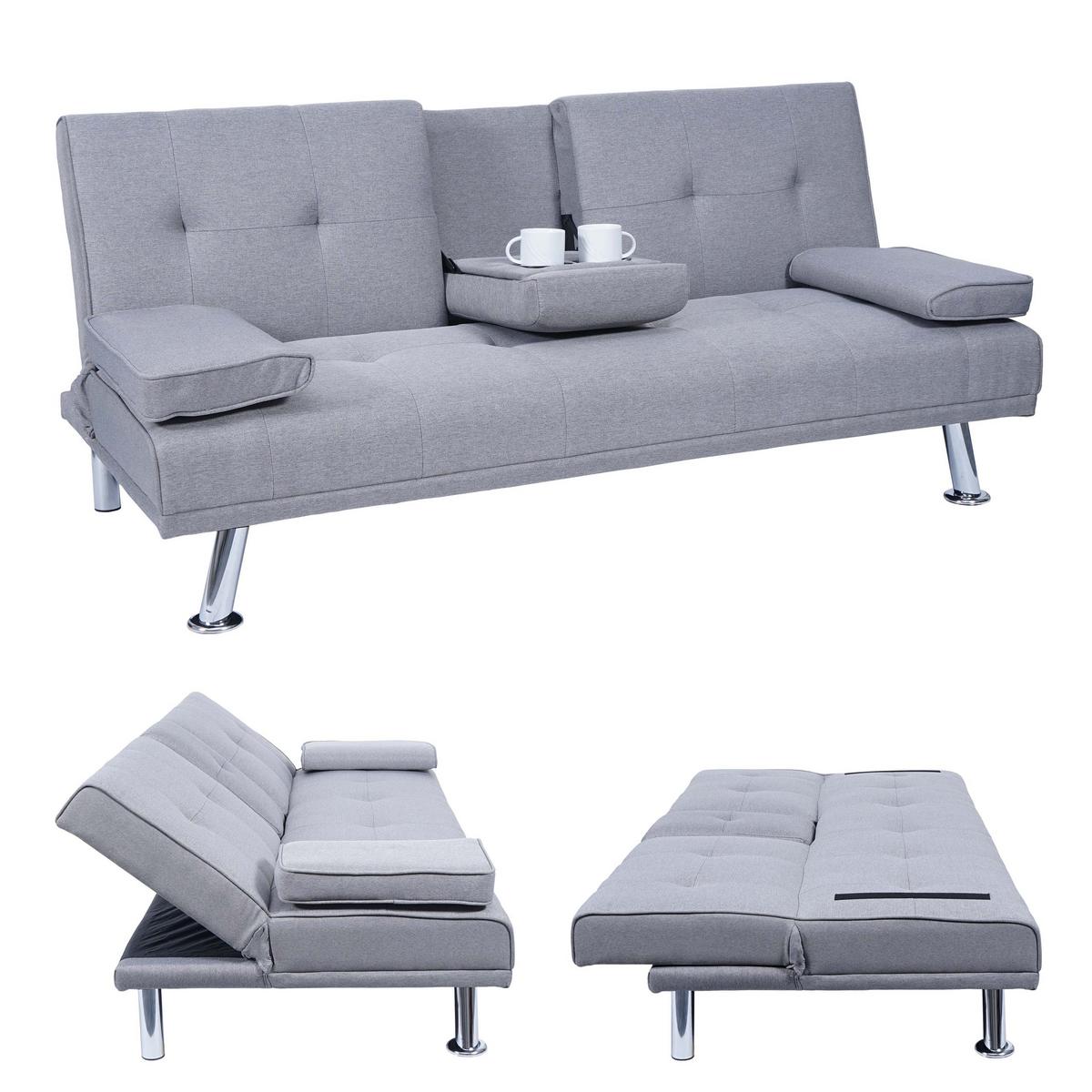 3-SITZER-SOFA Hellgrau - Hellgrau, Textil (166/77/81cm) - MCW