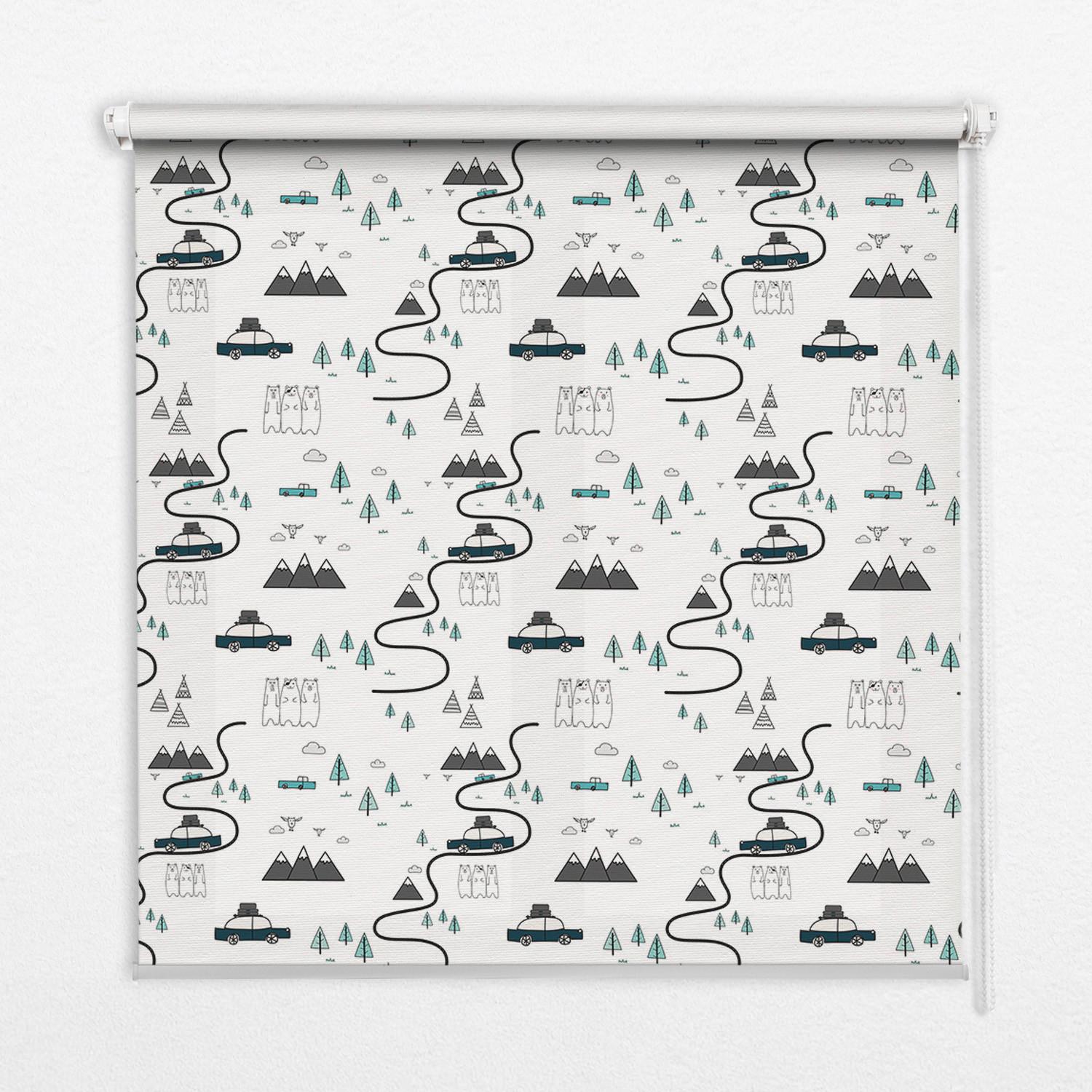 INNENROLLO - Fensterrollo - Rollo - 70x140 cm - Wald- und Bergpfadmuster - Schwarz, Kunststoff (70/140/0.5cm) - TULUP