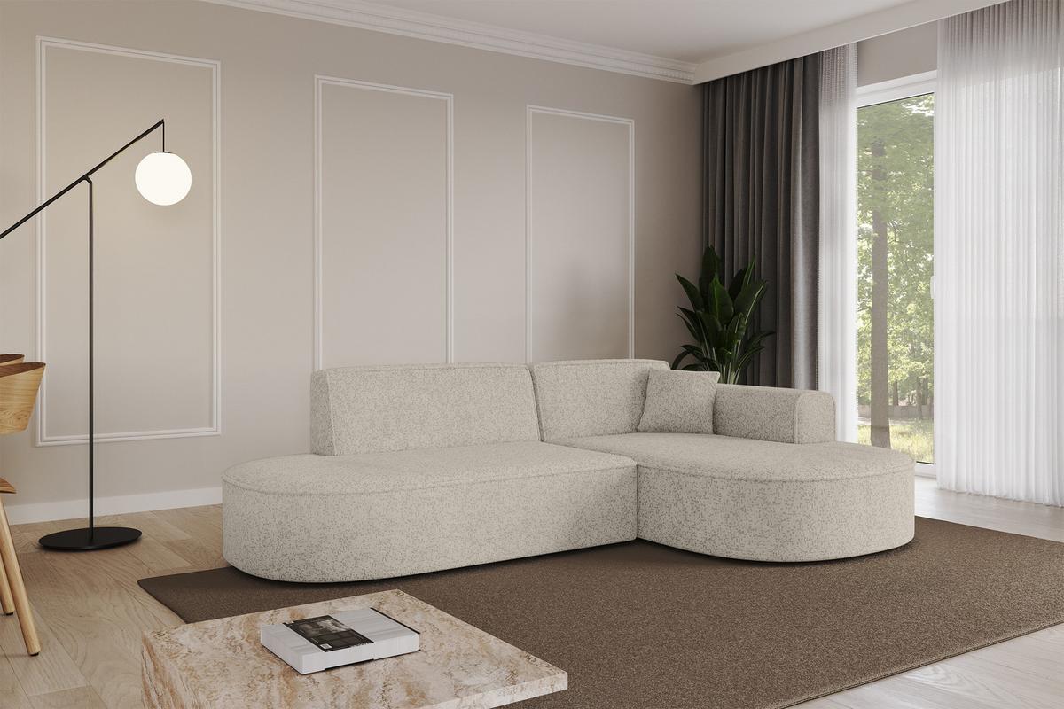 ECKSOFA Ottomane Rechts MARI-L1 - 243x171x79 cm Beige Tissu - Beige/Schwarz, Holzwerkstoff/Kunststoff (171/243cm) - ALTDECOR