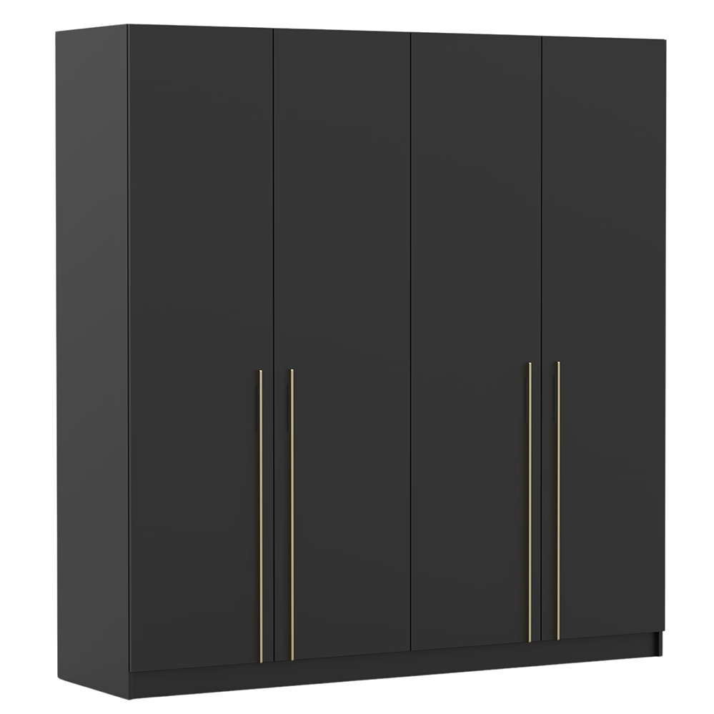 DREHTÜRENSCHRANK ROSA 4D 200/210/55 cm 4-türig Schwarz - Goldfarben/Schwarz, Holz/Holzwerkstoff (200/210/55cm) - imoebel24