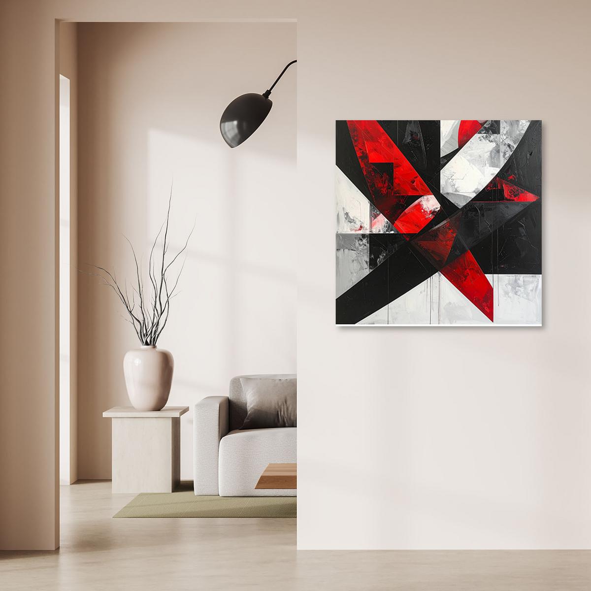 LEINWANDBILD 3D und geometrisch 40x40cm - Rot, Textil (40/40cm) - Feeby