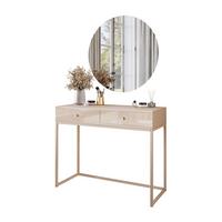SCHMINKTISCH Blanco Glamour auf Kaschmir-Gestell mit LED-Spiegel Kristallgriff - Kaschmir, Holzwerkstoff (100/81/42cm) - Lookway