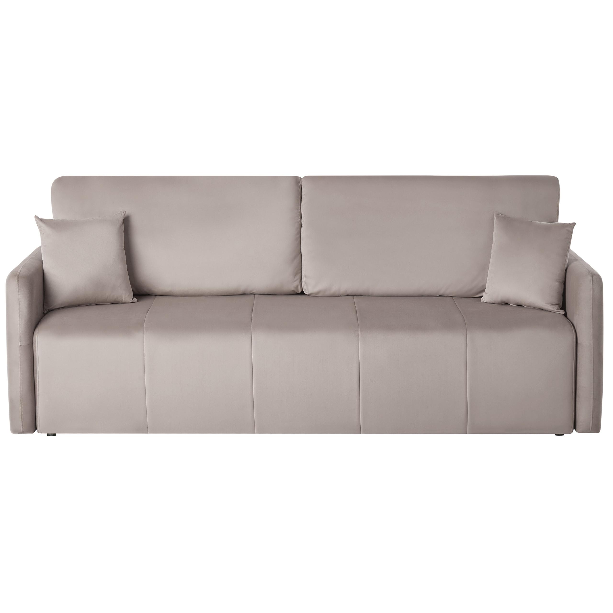 SCHLAFSOFA 3-Sitzer Samtstoff Taupe Egge - Taupe, Textil (220/88/93cm) - Beliani
