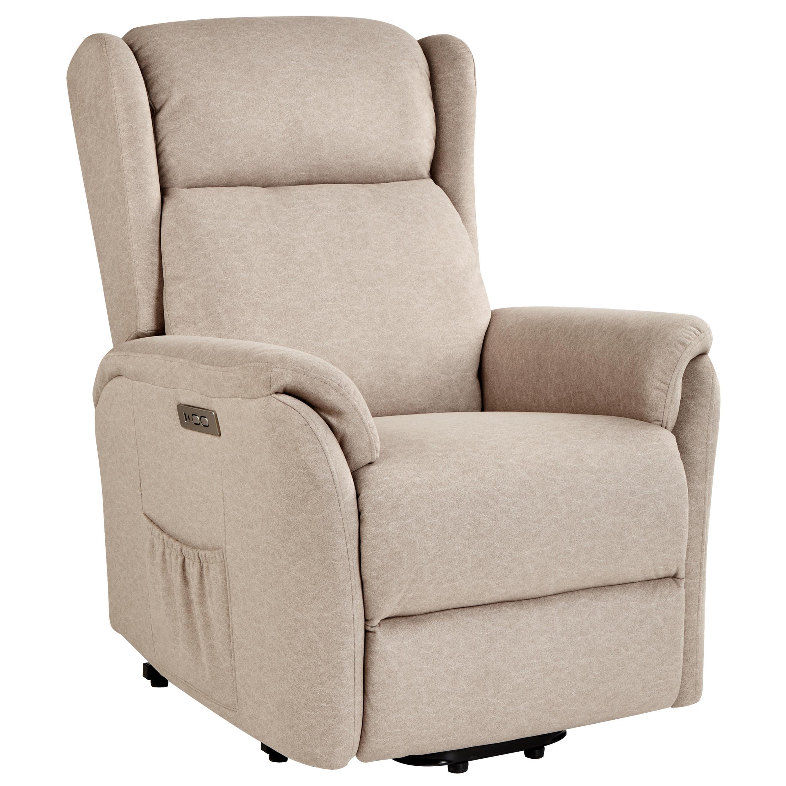 SESSEL taupe USB-Port elektrisch verstellbar Elegy - Taupe, Textil (72/86/80cm) - Beliani