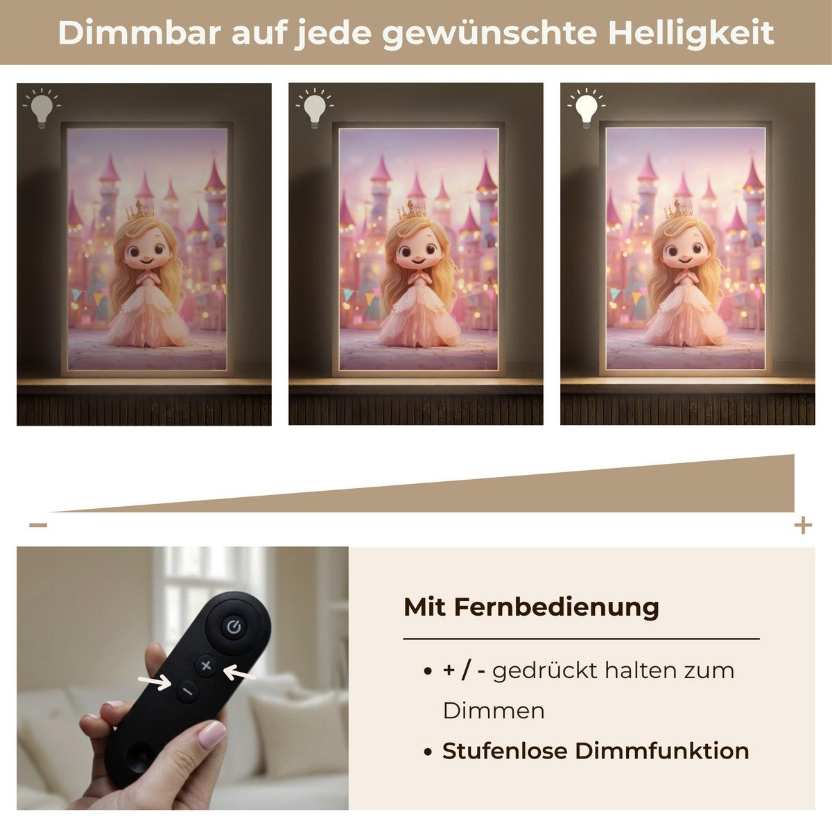 WANDLEUCHTE MIT AKKU Prinzessin - Rosa - Schloss 40x60 cm - Rosa, Holzwerkstoff (40/60/8cm) - OnlyWow