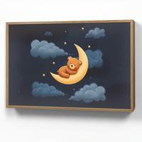 WANDLEUCHTE MIT AKKU Teddybär - Mond - Wolken - Sterne 100x70 cm - Dunkelblau, Holzwerkstoff (100/70/8cm) - OnlyWow