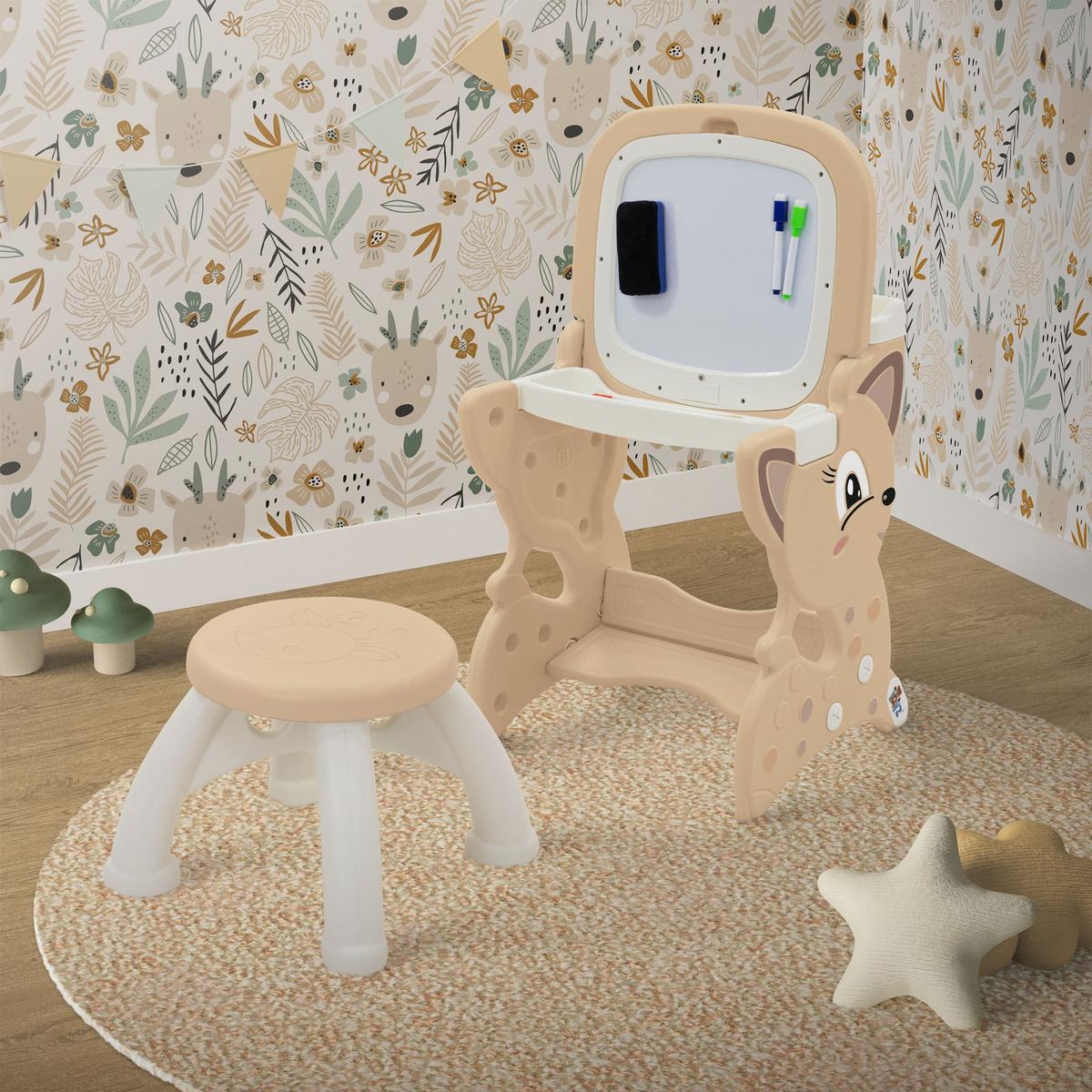 KINDER MALTISCH Braun mit Hocker - Braun, Kunststoff (41/76/45cm) - Joyz