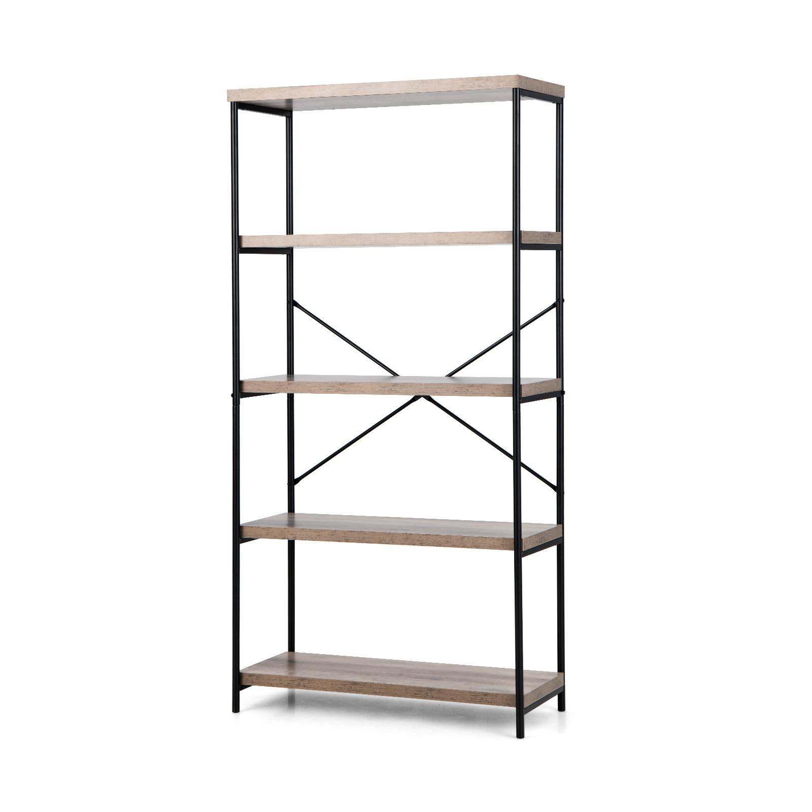 BUCHERREGAL Grau - Grau, Holz (79/160/35cm) - COSTWAY