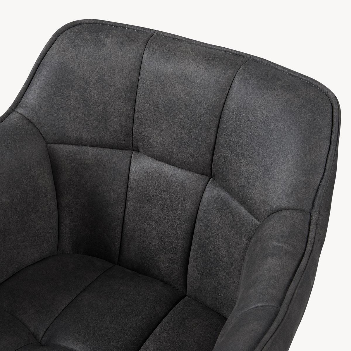ARMLEHNSTUHL Birmingham - Dunkelgrau/Schwarz, Textil/Metall (60/82/59cm) - [en.casa]