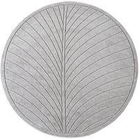 TEPPICH Outdoor, Fußbodenheizung-geeignet, mit Blattmotiv, aus Polypropylen, ENGADIN in Silbergrau, Ø 120 cm - Grau, Textil (120/120cm) - KADIMA DESIGN