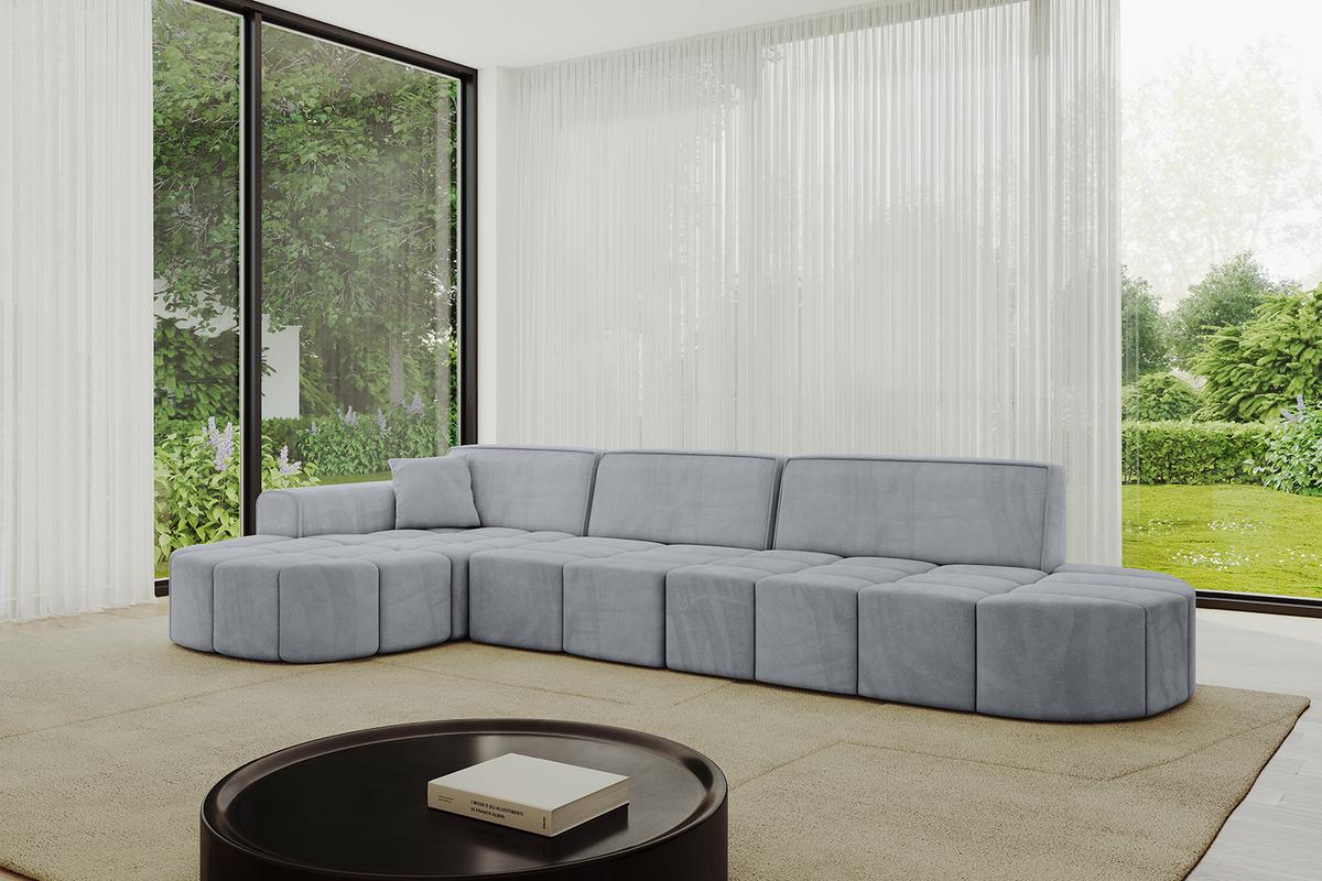 ECKSOFA Ottomane Links LIVO-L2 - 337x173x79,5 cm Hellgrau - Grau, Holzwerkstoff/Textil (337/173cm) - ALTDECOR