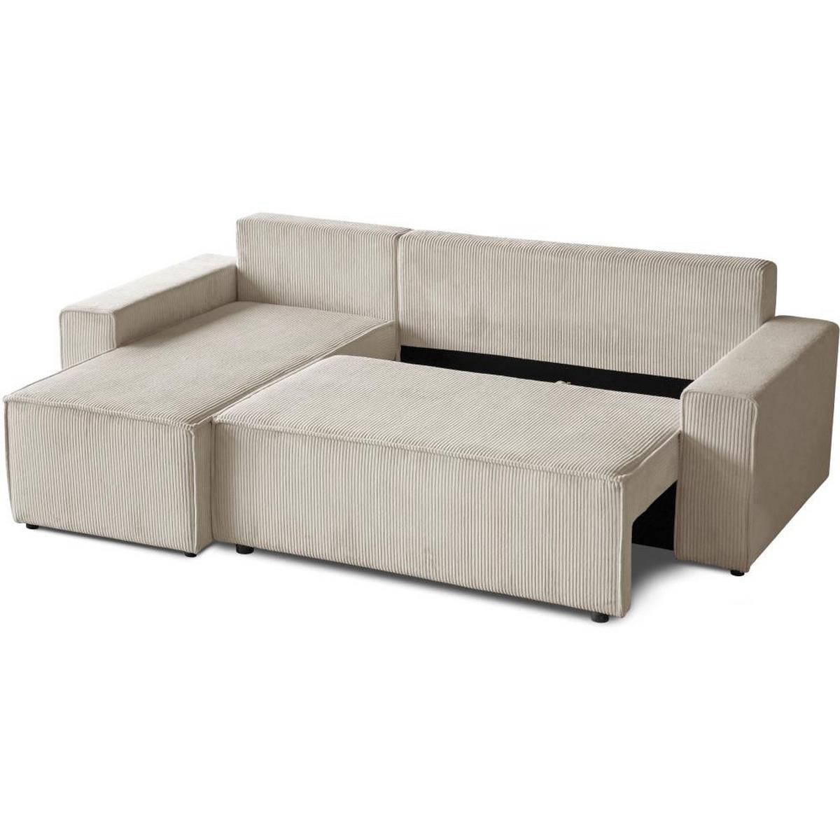 ECKSCHLAFSOFA mit Schlaffunktion Hektor, 247 cm, Ottomane 70 cm, beige - Beige/Schwarz, Kunststoff/Textil (247/152cm) - Beautysofa