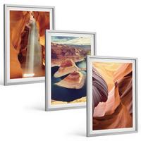 BILDER SET 3er Set - 40x60 cm Silberner Rahmen - Wasserfall in der Schlucht - Silberfarben, Kunststoff (40/60cm) - TULUP
