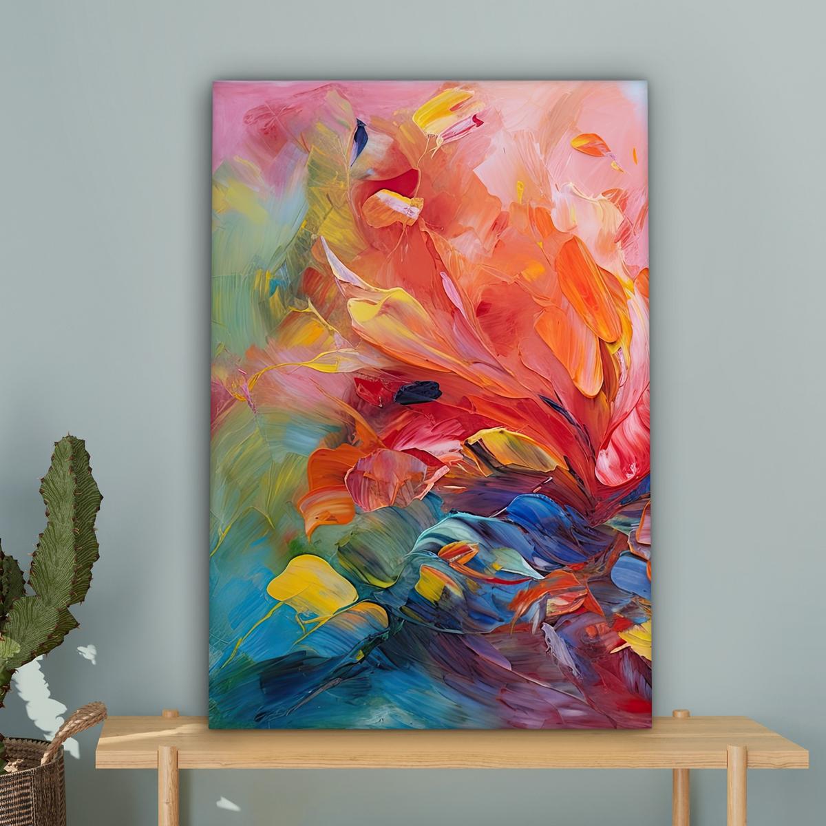 LEINWANDBILD Ölgemälde - Kunst - Abstrakt - Farbenfroh Wanddeko 40x60 cm - Altrosa, Textil (40/60cm) - MuchoWow