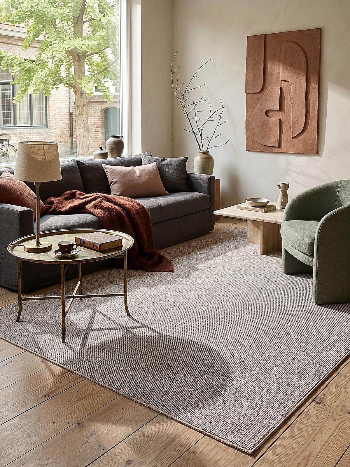 TEPPICH Niederflor Uni COLFOSCO Polypropylen Beige 133 x 133 cm - Beige, Textil (200/290cm) - KADIMA DESIGN