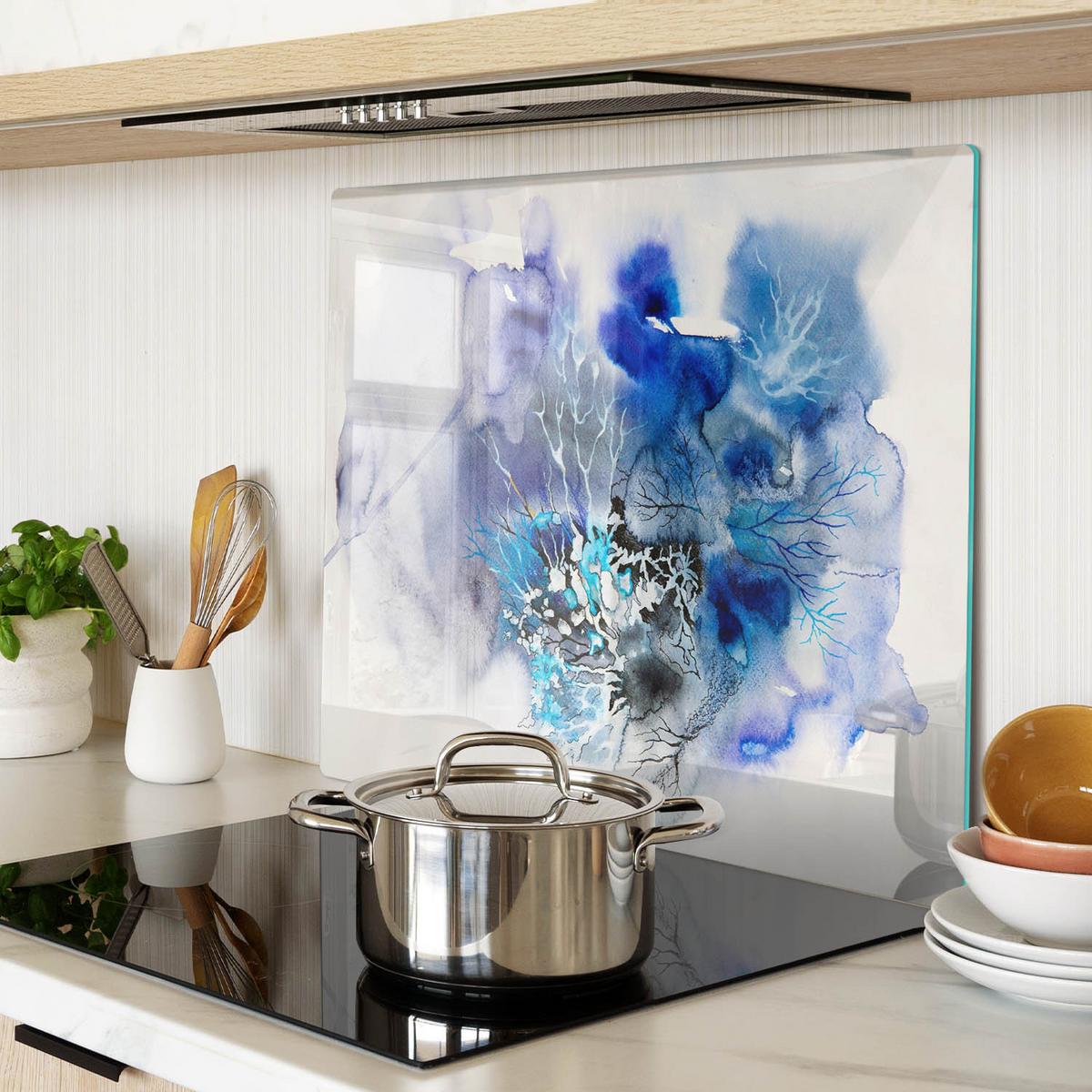 GLASPLATTE 60x52 cm Abstrakte Blumen - Schwarz, Glas (60/0.4/52cm) - TULUP