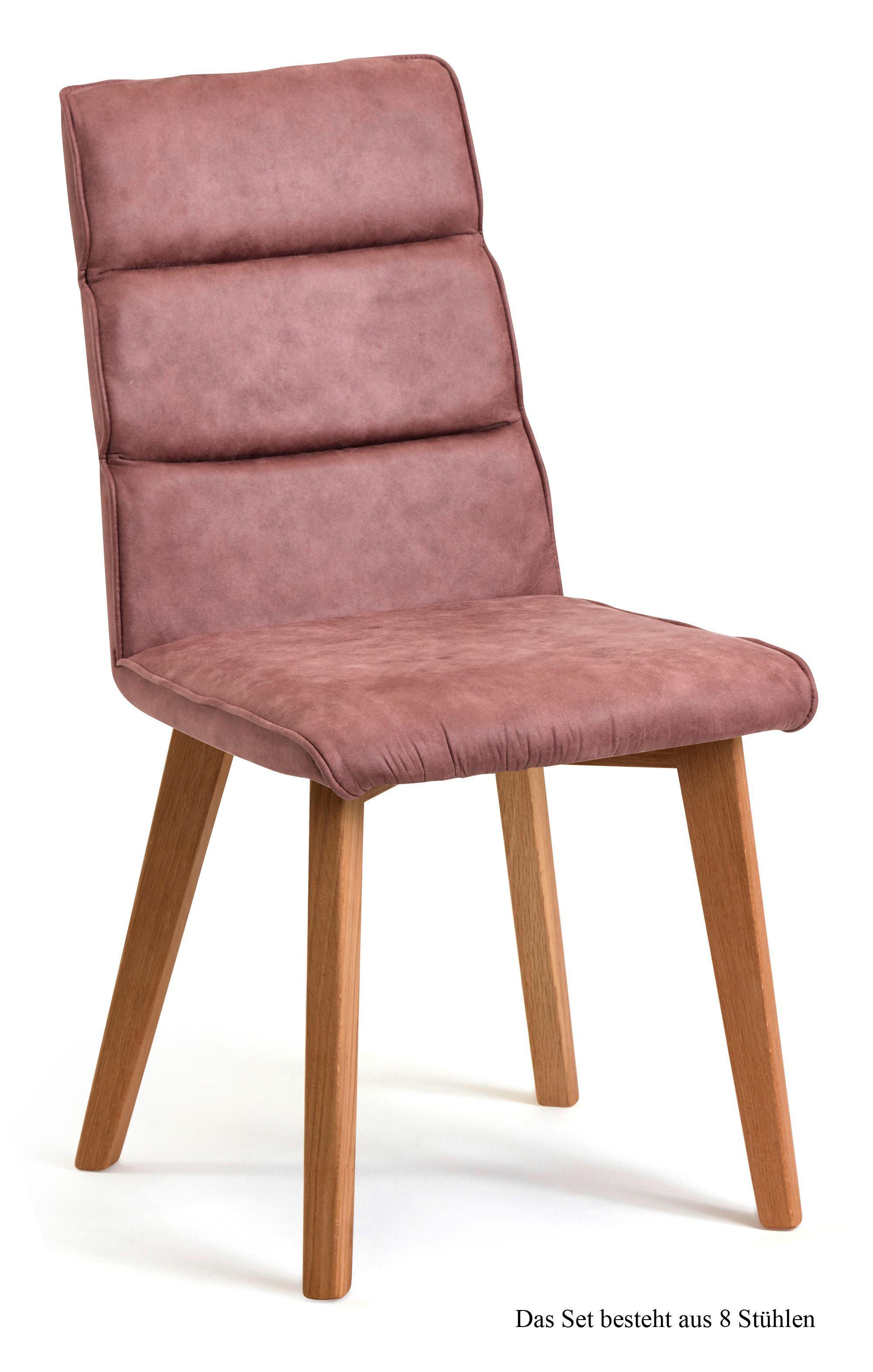 ESSZIMMERSTUHL (8er-Set) Darell 47x92x60 Eiche geölt/Rosewood - Eichefarben/Dunkelrosa, Kunststoff (60/92/47cm) - 58aufmkessel