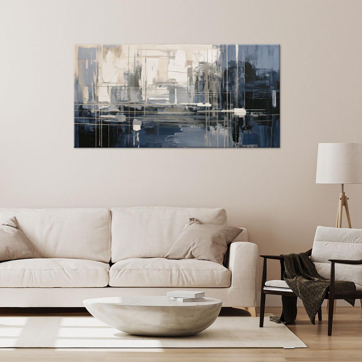 LEINWANDBILD Geometrische Abstraktion Linien 100x50cm - Grau, Textil (100/50cm) - Feeby