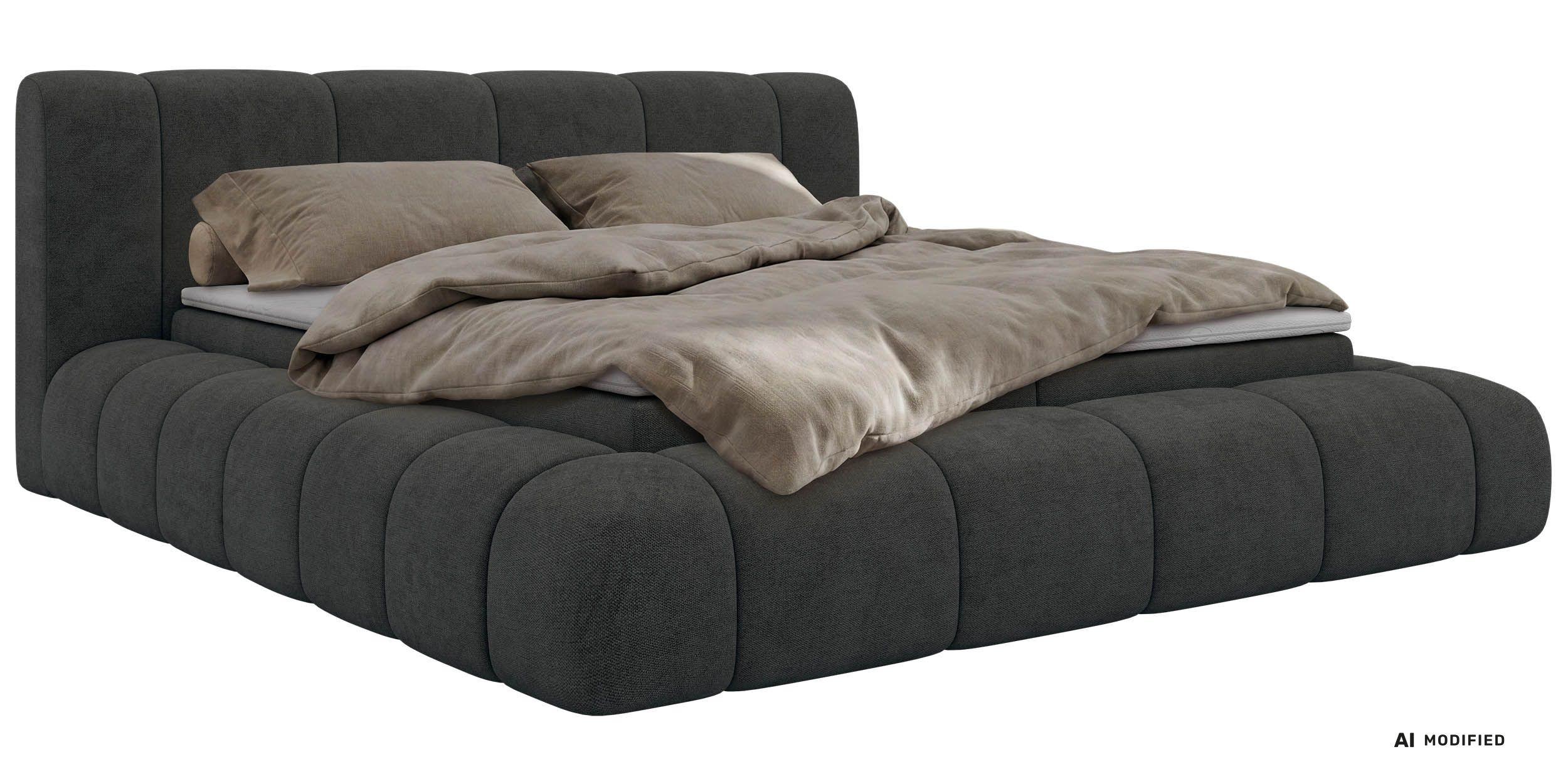 BOXBETT NUBEA 200/200 - Dunkelgrau Stukture - Topper T25 - H4 - Dunkelgrau/Schwarz, Kunststoff/Textil (200/200cm) - MKS