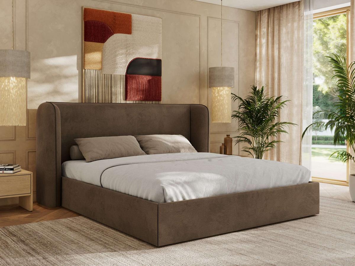 POLSTERBETT EMORA CLASSIC 180/200 - Braun Velvet - Multipocket-Matratze - Braun, Textil (180/200cm) - MKS