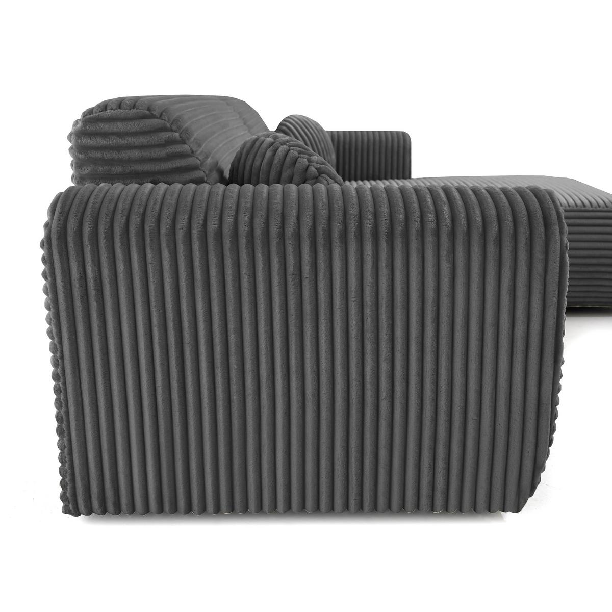 ECKSOFA Puerto, ohne Schlaffunktion, Dunkelgrau, rechts - Dunkelgrau/Schwarz, Textil (269/170cm) - Beautysofa