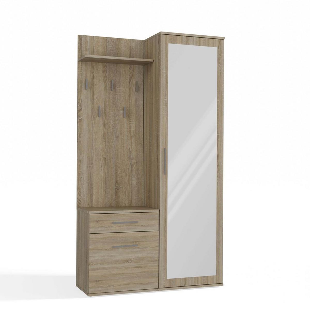 GARDEROBE modern mit Spiegel Schrank Duo Sonoma 100/180/35 - Sonoma Eiche, Holzwerkstoff (100/180/35cm) - RAUMHIRSCH FURNITURE