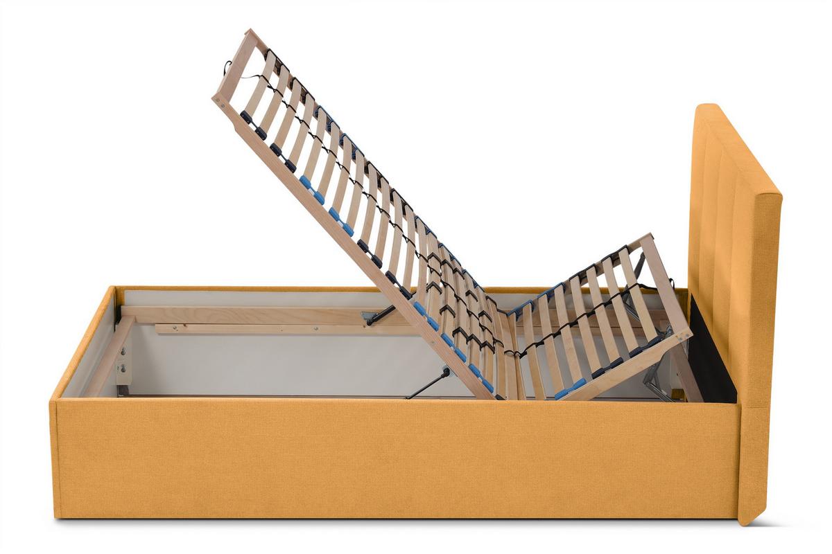 POLSTERBETT Dalas Gold 100 x 200 x 40 cm Bettkasten Mit hochwertiger Matratze H3 (bis 120 kg) und Lattenrost - Goldfarben, Holz (100/200cm) - Halmon Schlafkomfort Betten 