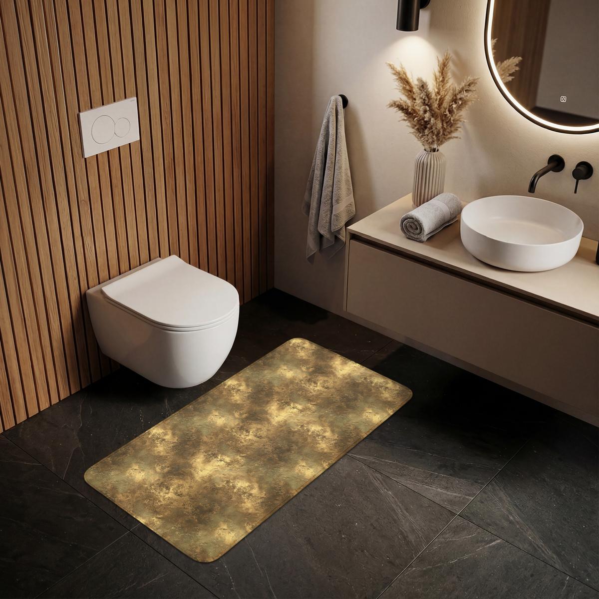 WC-VORLEGER Antik - Metallic-Look - Gold WC Teppich 120x60 cm - Goldfarben, Textil (120/1cm) - OnlyWow