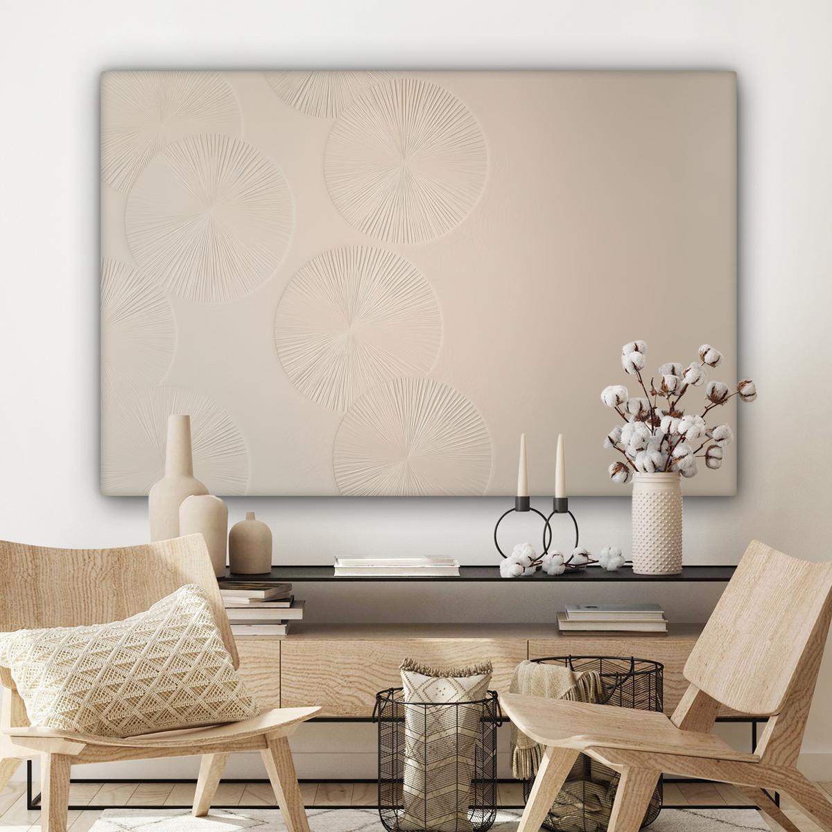 LEINWANDBILD Japandi - Beige - Modern Wohnzimmer Groß 120x80 cm - Ecru, Textil (120/80cm) - MuchoWow