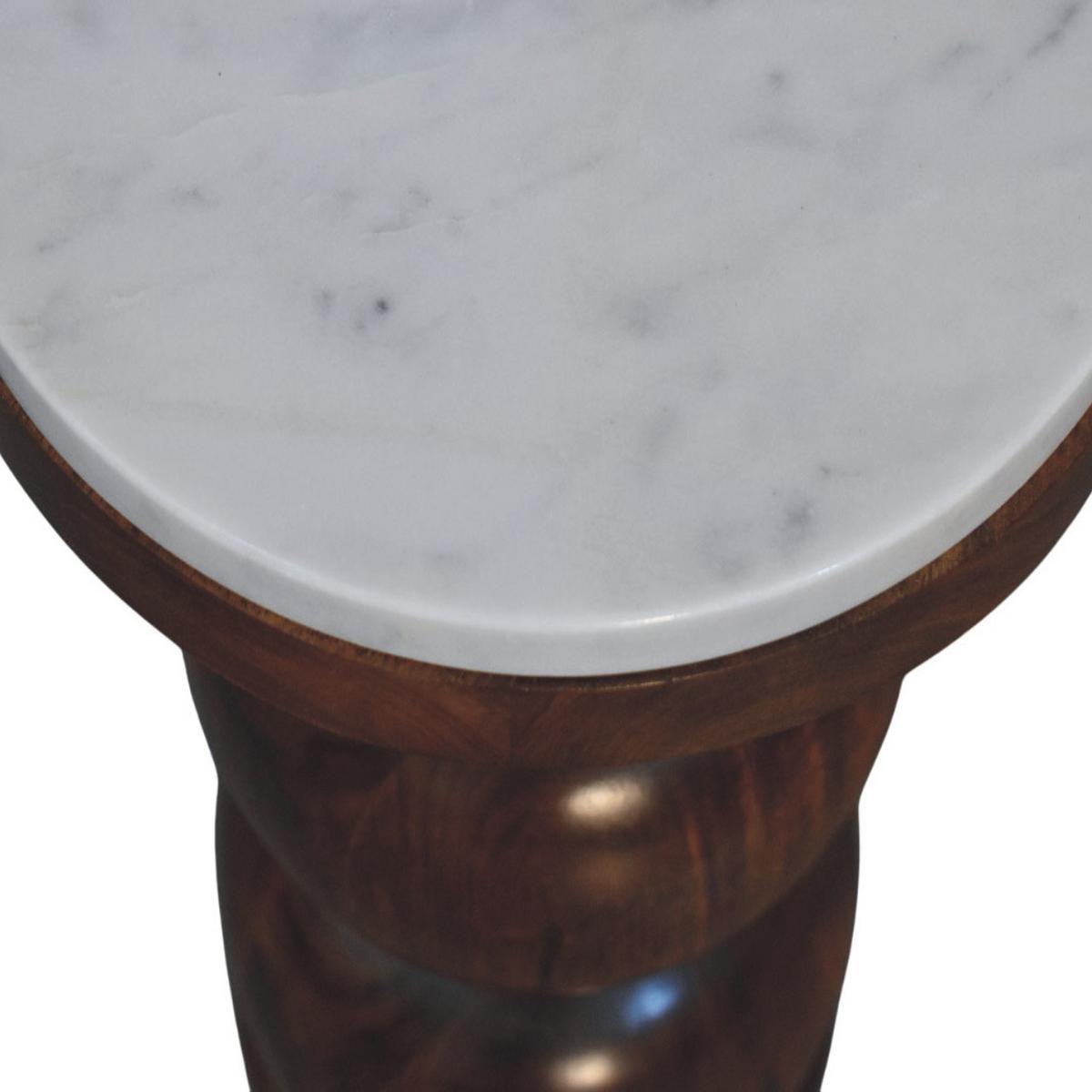 BEISTELLTISCH mit Amber-Eichen-Finish, Marmorplatte oben, poliertes Braun - Braun, Holz (27/27/45cm) - Artisan Furniture