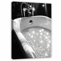 BILDER Abstrakt Schwrz weiß Modern Badezimmer 60x40 - Schwarz, Holzwerkstoff (40/60cm) - Wallarena