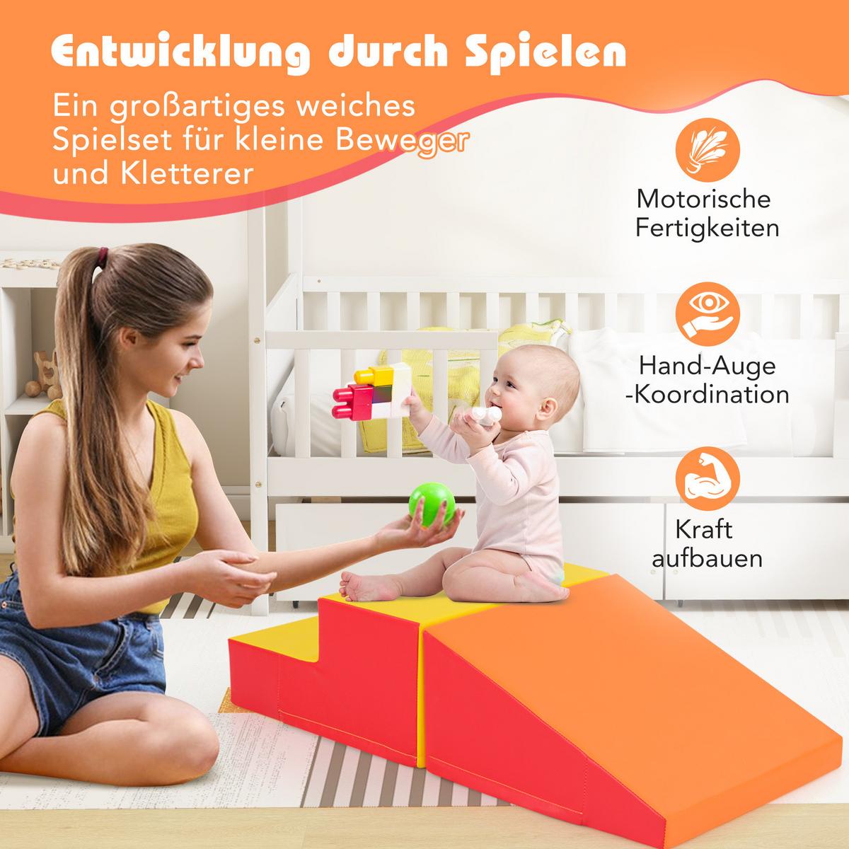 SOFTBAUSTEINE Orange (2er-Set) - Orange, Kunststoff (100/25/50cm) - COSTWAY