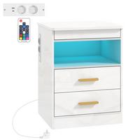 NACHTTISCH MDF Hochglanz-Weiß - Weiß Hochglanz, Holzwerkstoff/Metall (40/59/45cm) - HOMCOM