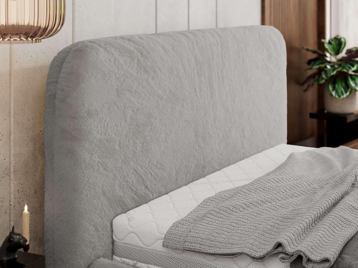 POLSTERBETT BENEA CLASSIC 160/200 - Hellgrau Plüsch - Multipocket-Matratze - Hellgrau, Textil (160/200cm) - MKS